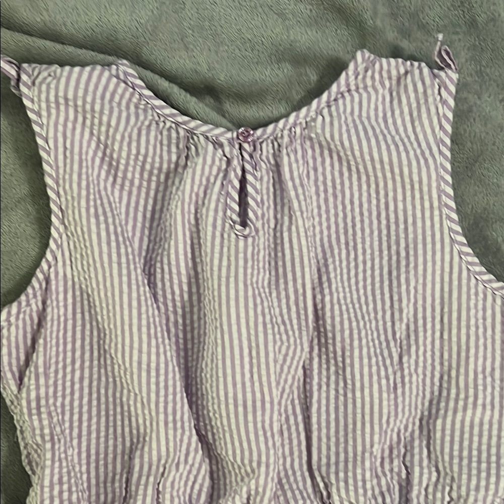 Lands' End Light lavender Striped Girls Dress - Picture 4 of 5